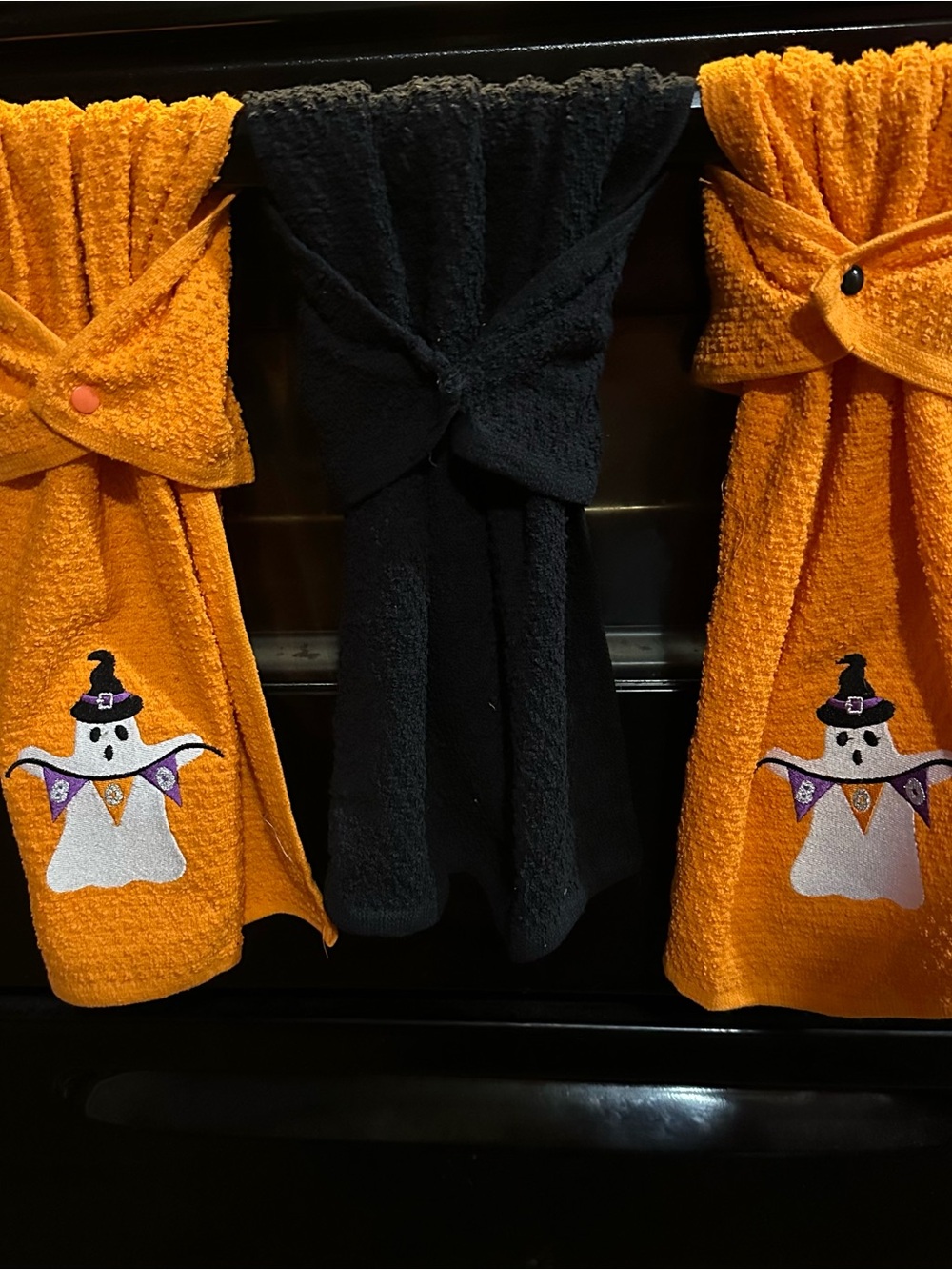Halloween Ghost Kitchen Towel Set - Orange & Black